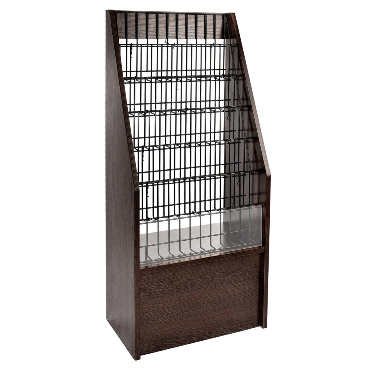 AdirOffice Wooden Free Standing 6-Tier Display Literature Brochure Magazine Rack, Black